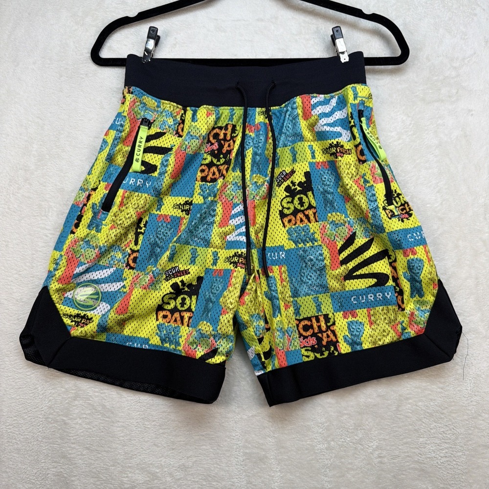 Under Armour Curry Sour‎ Patch Kids Basketball Shorts Boys Small Mesh Athletic